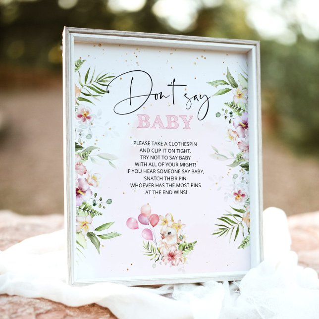 Poster Animais Floral safari Não digam jogo de chá de fra (Criador carregado)