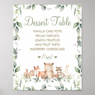 Poster Animais Florestais Elegantes Cardápio Mesa de Sobr
