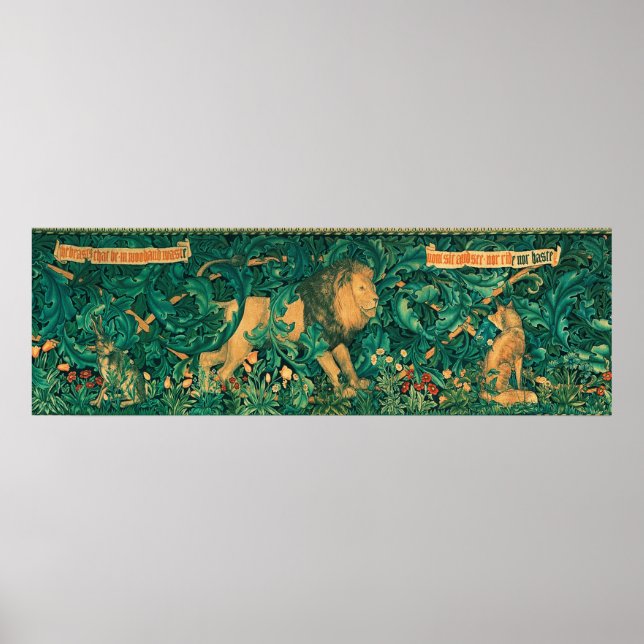 Poster Animais Florestais,Leão, W.Morris Elaboração digit (Frente)