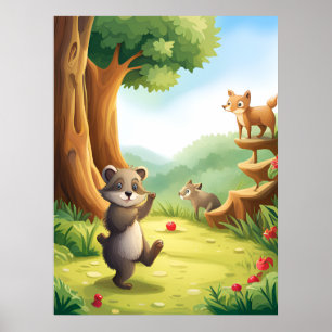Poster Animais Florestais Whimsical AI Genéricos