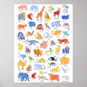 Poster Animais Ilustrados da Coleção EyeAmArt