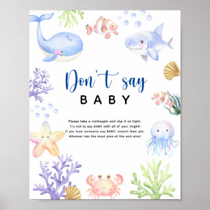 Poster Animais marinhos do oceano - Não diga bebê