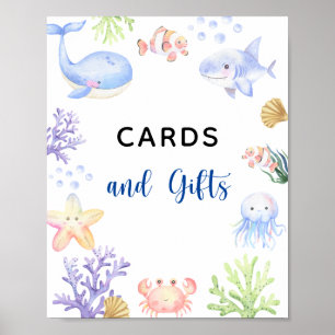 Poster Animais marinhos em aquarela - cartões e presentes