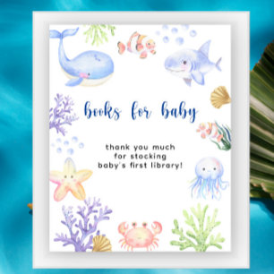 Poster Animais marinhos em aquarela - Livros para bebê