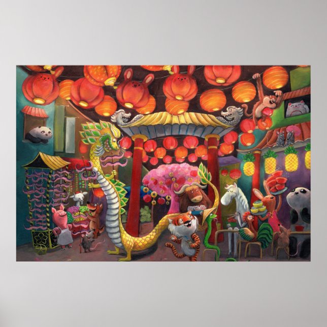 Póster Animais na Cidade da China (Frente)