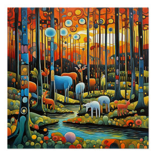 Póster Animais no bosque