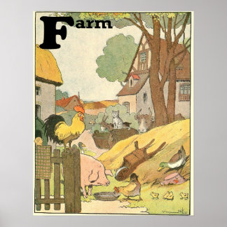 Poster Animais no Livro da História do Alfabeto da Fazend