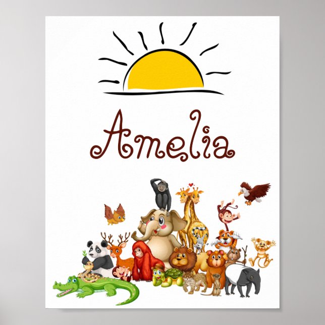 Poster Animais personalizados para crianças   (Frente)