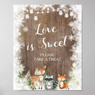Poster Animais Russos de Inverno Woodland Love é Sweet Ba