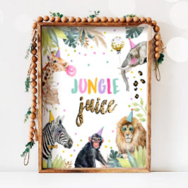 Poster Animais Safari de Suco Selvagem - Mesa de Aniversá