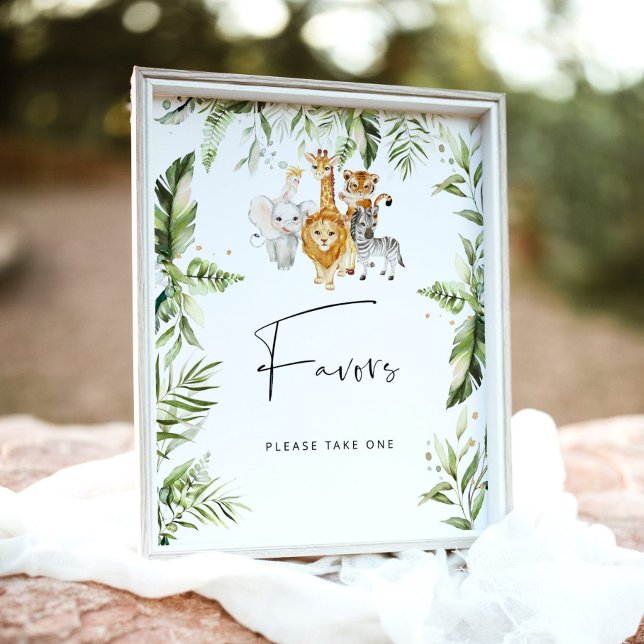 Poster Animais Safari favores de chá de fraldas (Criador carregado)