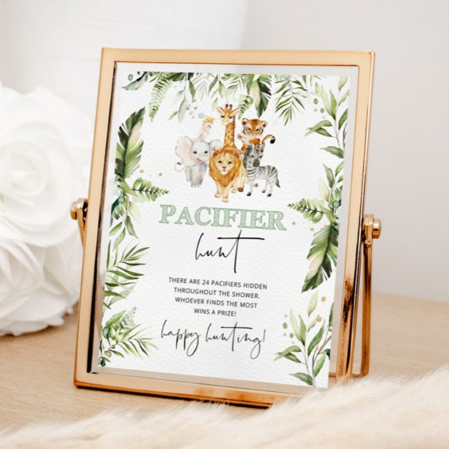 Poster Animais Safari - Jogo de caça com chá de fraldas (Criador carregado)