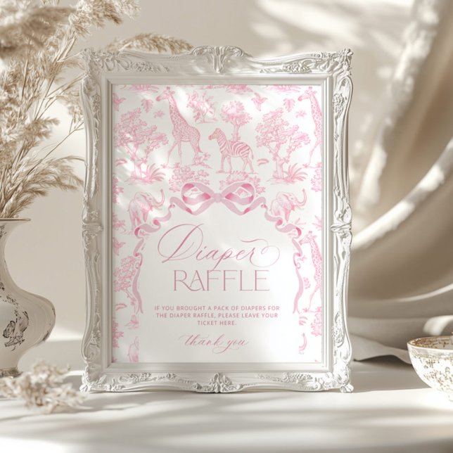 Poster Animais Safari, Toile de Jouy - Fralda rosa (Criador carregado)