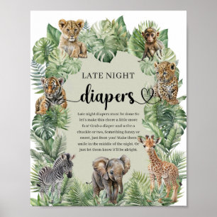 Poster Animais Safari Tropical Late Night Game