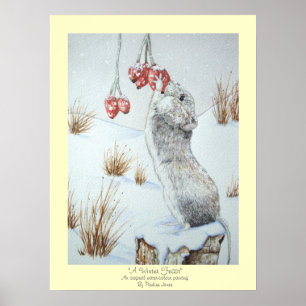 Poster Animais selvagens bonitos da cena da neve do rato