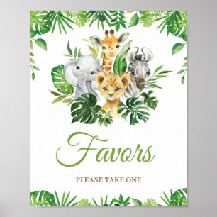 Poster Animais Selvagens Chá de fraldas Verde Favor de A