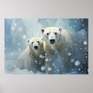 Poster Animais Selvagens De Ursos Polares Arte Colorida