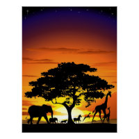 Animais Selvagens no Sunset da savana africana