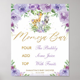 Poster Animais Selvagens Safari Purple Floral Momosa Bar