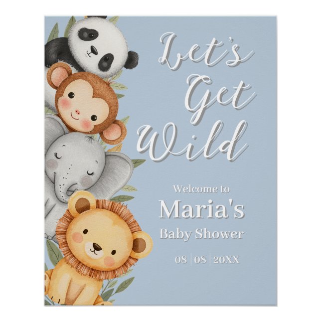 Póster Animais Selvagens Tropicais de Pastel, Uma Selva S (Frente)