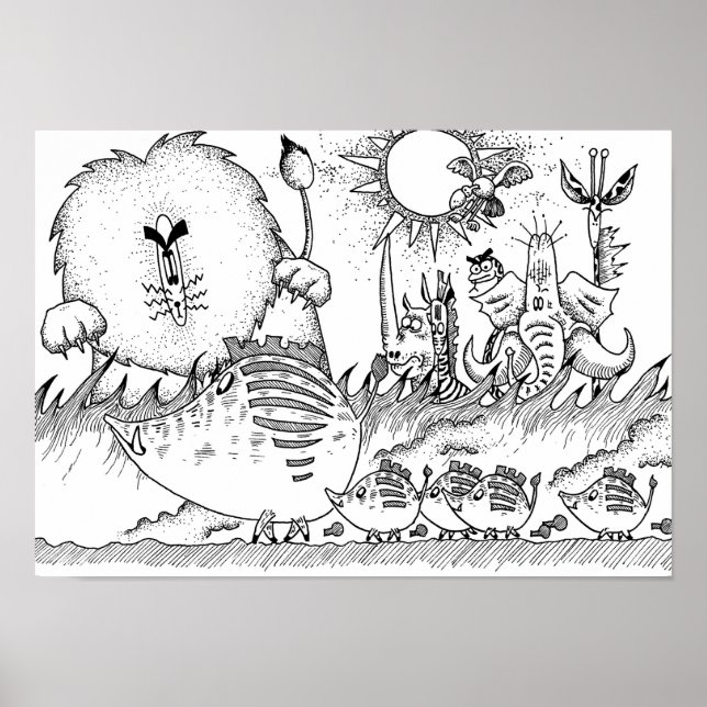 Poster Animais únicos da savana. (Frente)