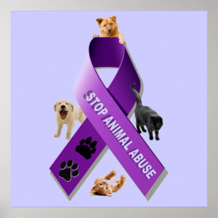 Póster Animal Abuse Awareness Ribbon (Stop Animal Abuse)