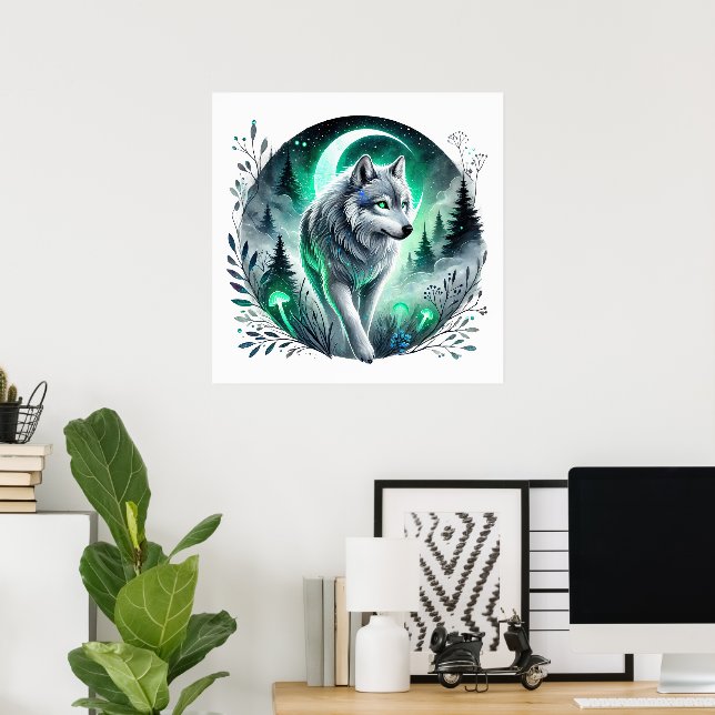 Poster animal amante lobo legal (Escritório em casa)