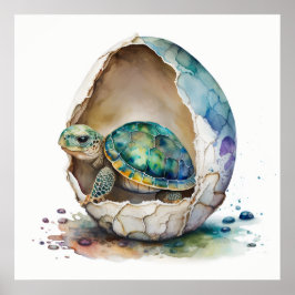 Poster Animal Bebê para Berçário, pôster de tartaruga fof
