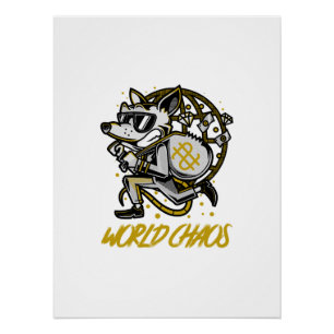 Póster Animal Desenhado   Arte de Raposa & Lobo Crypto