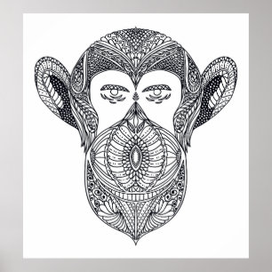 Poster Animal selvagem do Doodle 2 da floresta