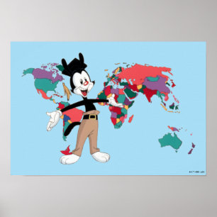 Poster Animaniacs Gráfico do Mapa Mundial de Yakko
