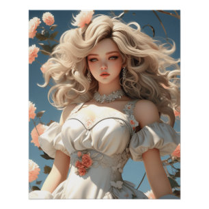 Póster Anime AI Wonderland Vintage Pequeno Vestido Negro