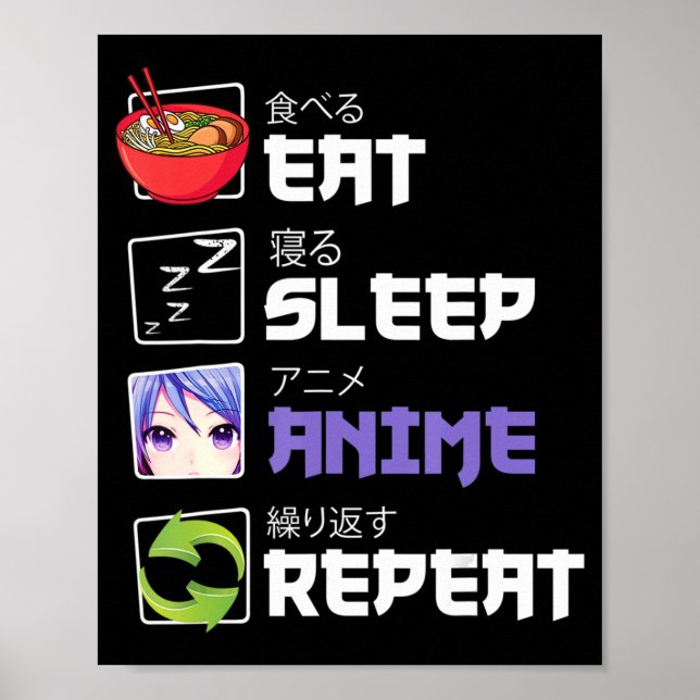 Poster Anime animado comendo sono repita anime presente n (Frente)