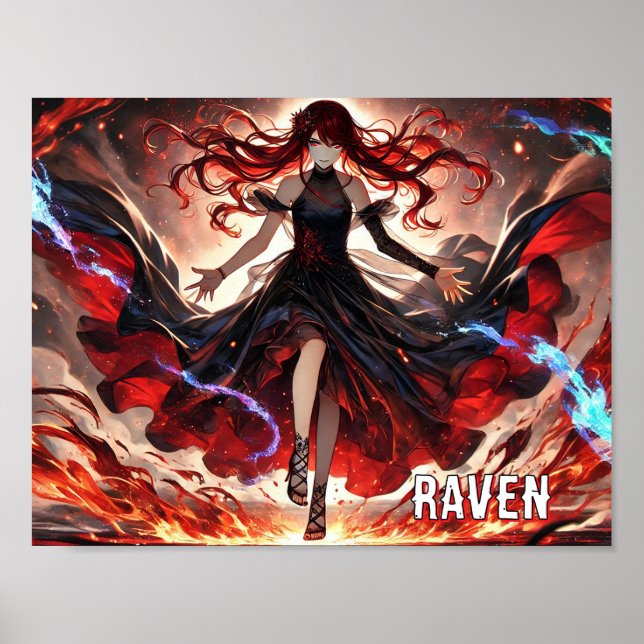 Poster Anime as chamas, encare a tempestade personalizada (Frente)