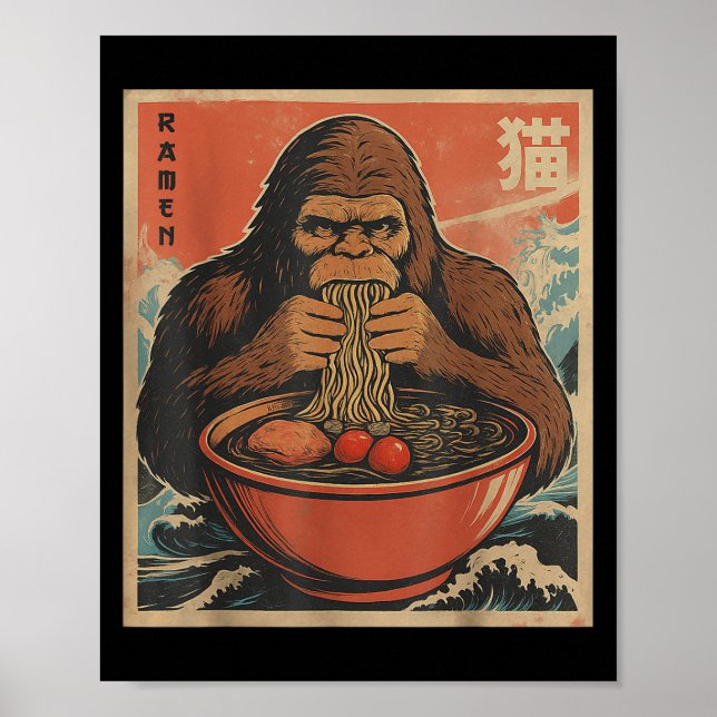 Poster Anime Bigfoot Ramen Japonês Funny Kawaii Gift Men (Frente)
