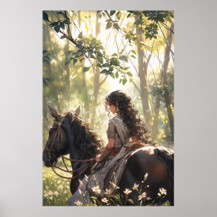Poster Anime cavaleiro na floresta - Ultra alta