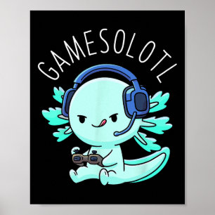 Poster Anime De Jogador Axolotl Oferece Meninas Kawaii