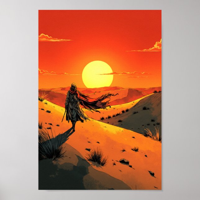 Poster Anime Desert Sunset Wanderer Wall Art (Frente)