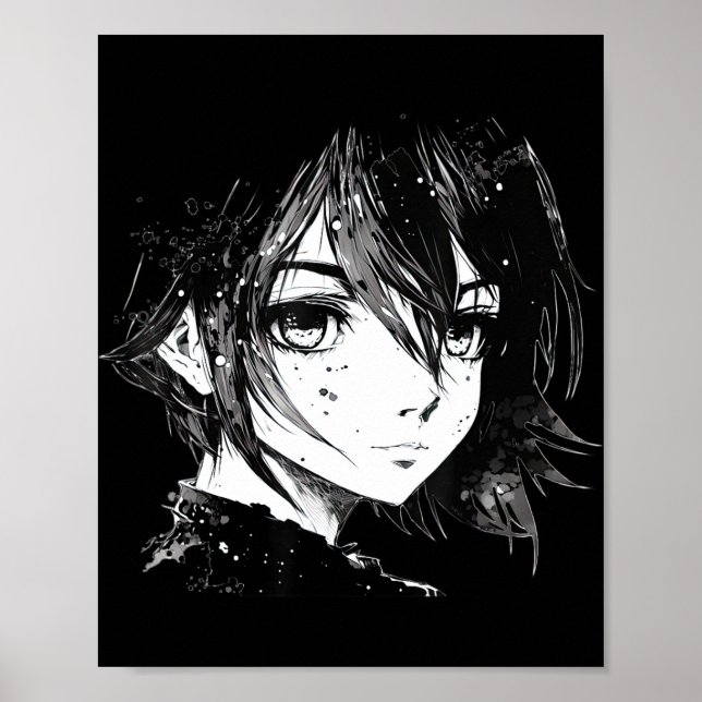 Poster Anime Girl Anime Envie um desenho de arte em tinta (Frente)