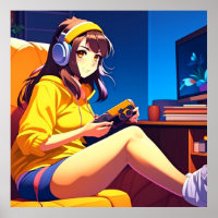 Anime Girl com Fones de ouvido
