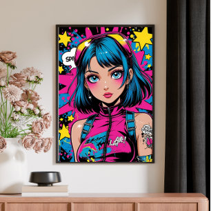 Poster Anime Girl Poster-Modern Pop-Art Style Wall Deco P