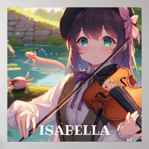 Poster Anime Girl tocando violino personalizado