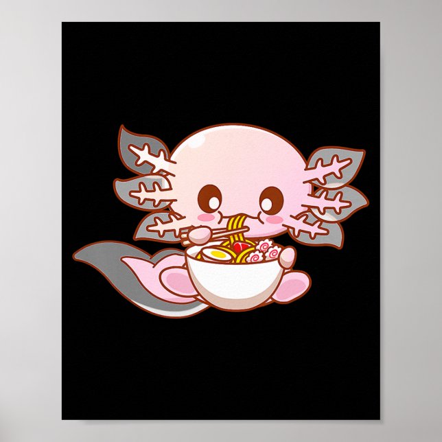 Poster Anime japonês Ramen Axolotl Kawaii Comida (Frente)