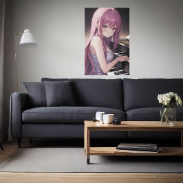 Poster Anime jovem pianista | Arte AI