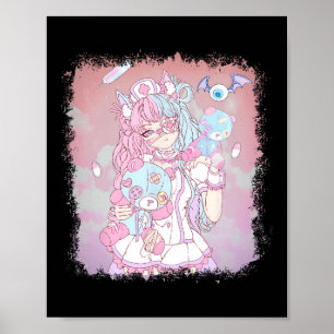 Poster Anime Kawaii Menina Estética Pastel Soft Waifu Jap