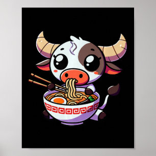 Poster Anime Kawaii Texas Vaca Comendo Roupa De Ramen