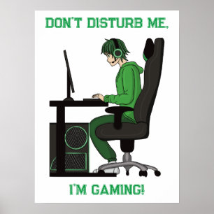 Poster Anime Manga Computador Gamer Boy