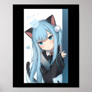 Poster Anime Neko Cat Girl Pastel Kawaii Japonês Waifu O