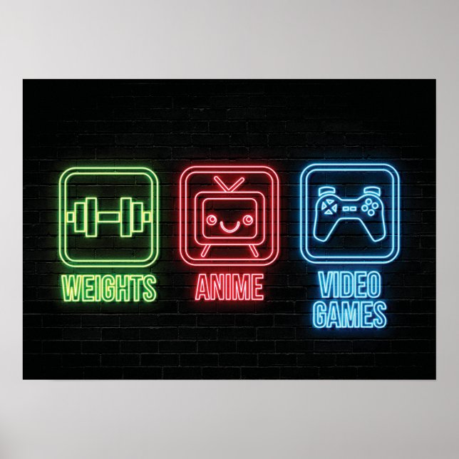Poster Anime, Pesos, Videos games - Retro Neon (Frente)