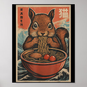 Poster Anime Squirrel Ramen Japonês Kawaii Presente Para 